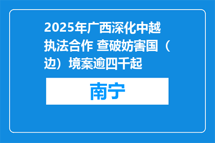 2025年广西深化中越执法合作 查破妨害国（边）境案逾四千起